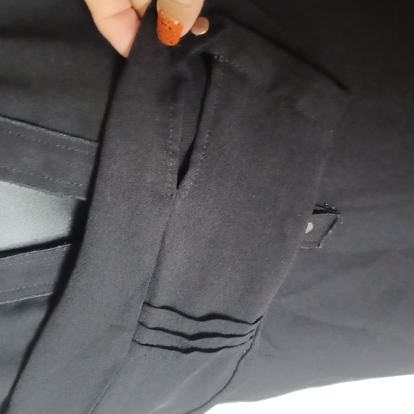 Zara Basic Black 3/4 Sleeve Tunic Blouse Medium, raw edges. Semi-sheer - Picture 3 of 7